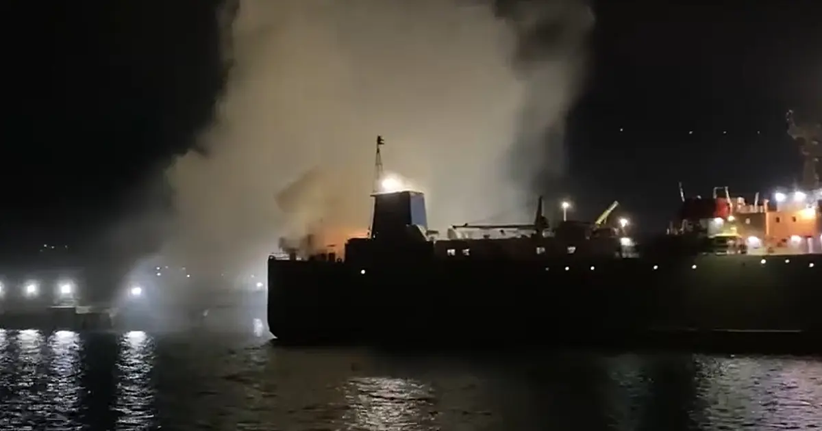 VÍDEO: Navio com 30 toneladas de feno e 2,6 mil bois pega fogo no Porto de São Sebastião