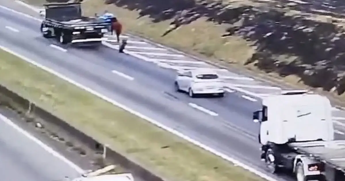 Peregrino é atingido por pneu solto de caminhão na Dutra em Aparecida