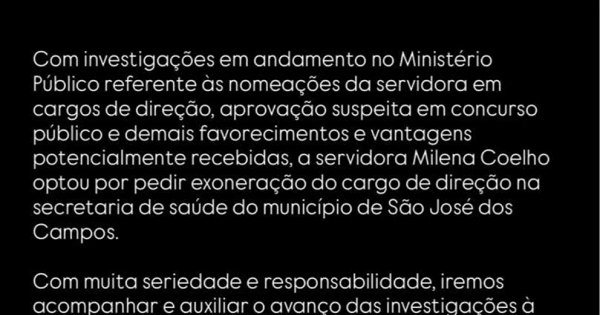 Exoneração na Saúde de São José dos Campos gera repercussão após exposição de relacionamento