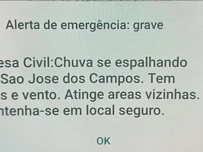 São José dos Campos em alerta: chuva forte ativa aviso de emergência nos celulares