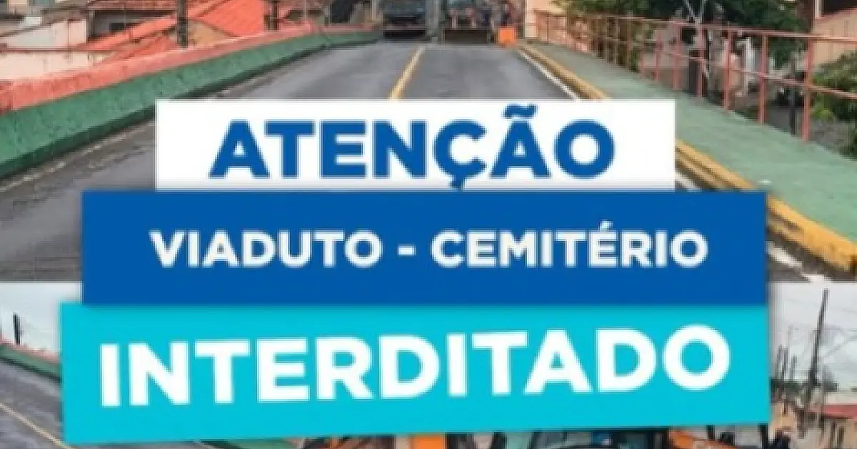 Obra provoca interdição total no Viaduto do Cemitério em Lorena