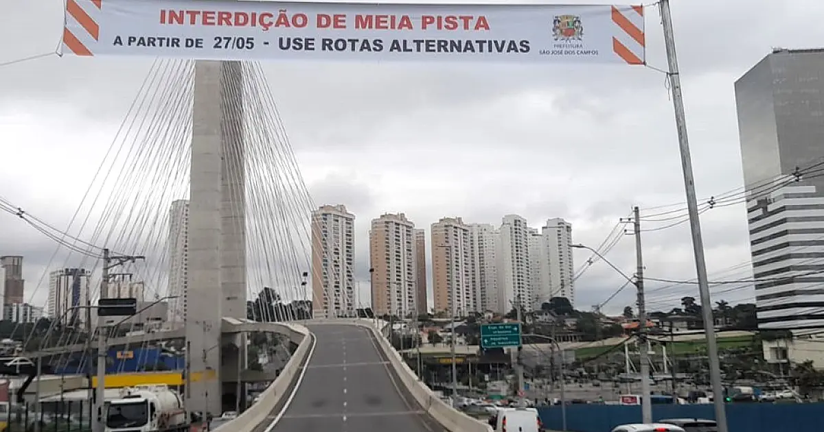 Ponte Estaiada Juana Blanco terá bloqueios parciais até junho em São José