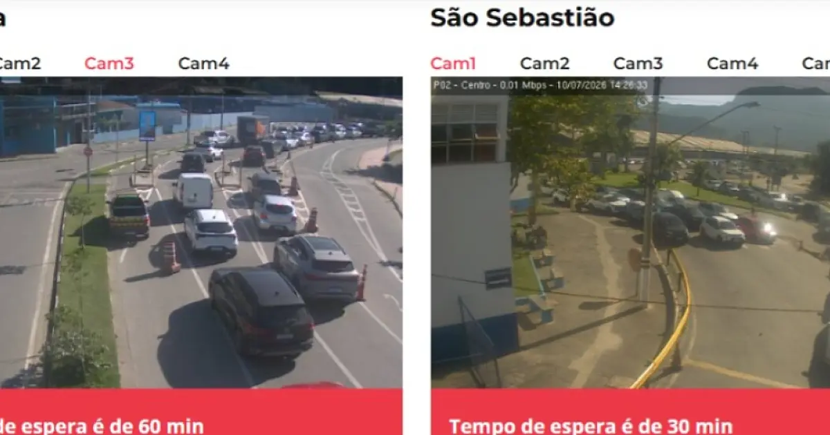 Travessia de balsa entre Ilhabela e São Sebastião tem fila de 1 hora nesta sexta-feira (10)